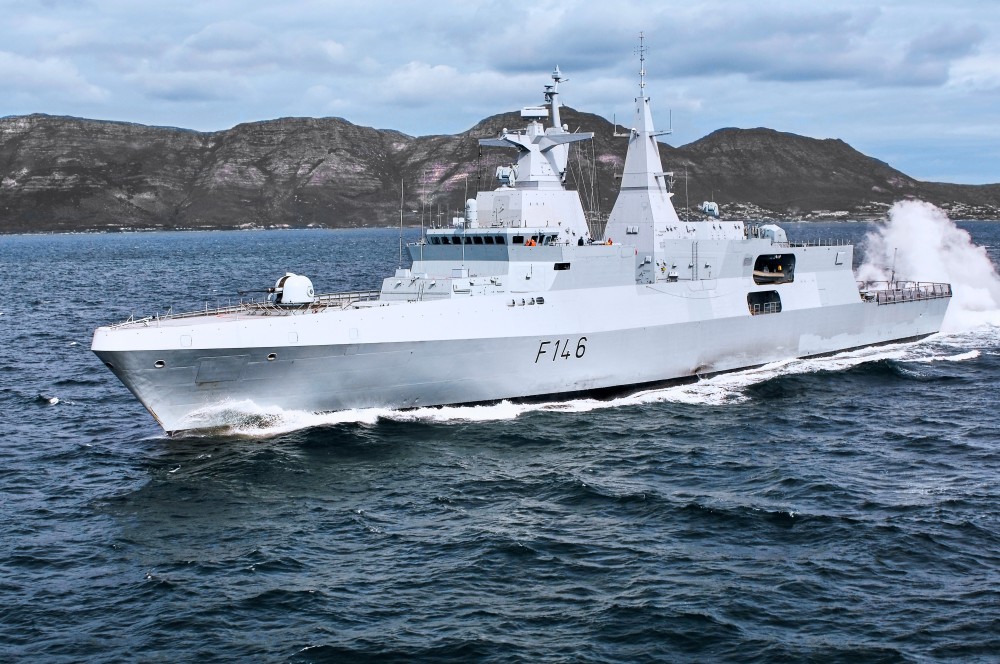 Frigate MEKO A-200 ISANDLWANA off the coast of Simon's Town, South Africa