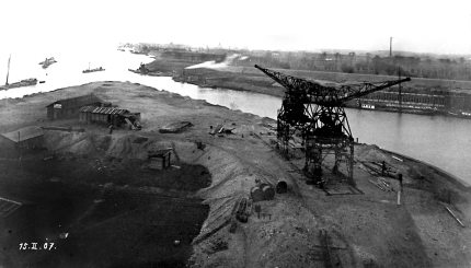 Bau des Werkhafens Schwelgern der Gewerkschaft Deutscher Kaiser, 15. Februar 1907.