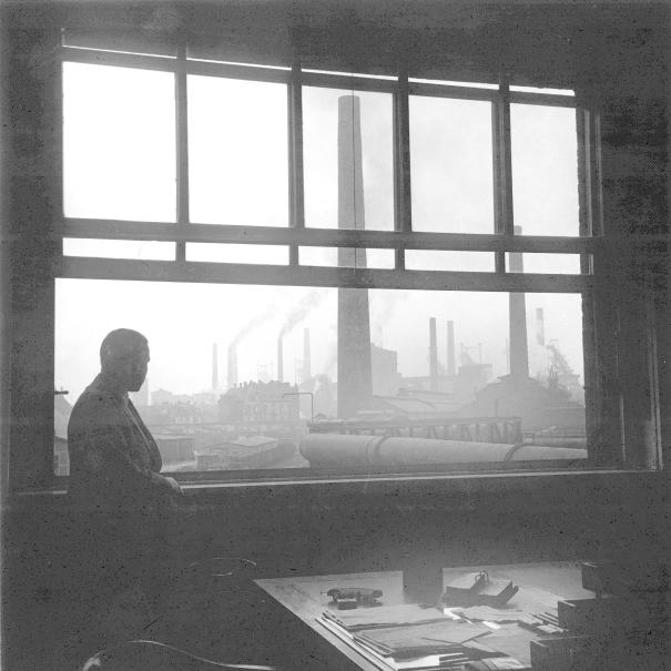 View from an office of the Bruckhausen works of August Thyssen-Hütte AG, ca. 1935.