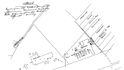 Lageplan der ehemaligen Firma Thyssen, Fossoul & Co in Duisburg (rechts) übernommen von Franz Bicheroux, Söhne & Co. Quelle: Stadtarchiv Duisburg.