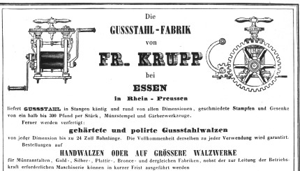 Geschäftskarte der Firma Krupp aus den 1830-er Jahren